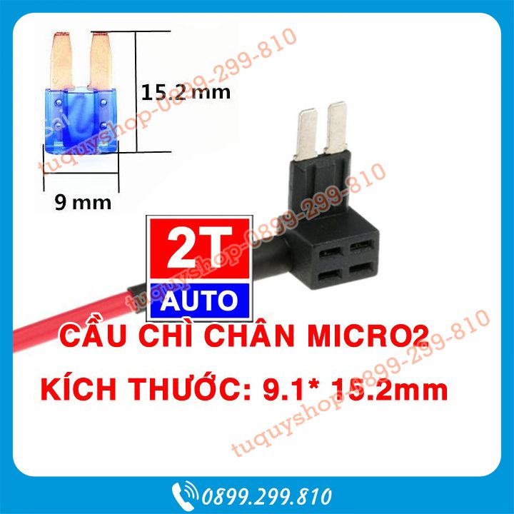 01 Dây lấy nguồn từ hộp cầu chì dưới vô lăng ô tô xe hơi- chuẩn chân micro2, SKU:151