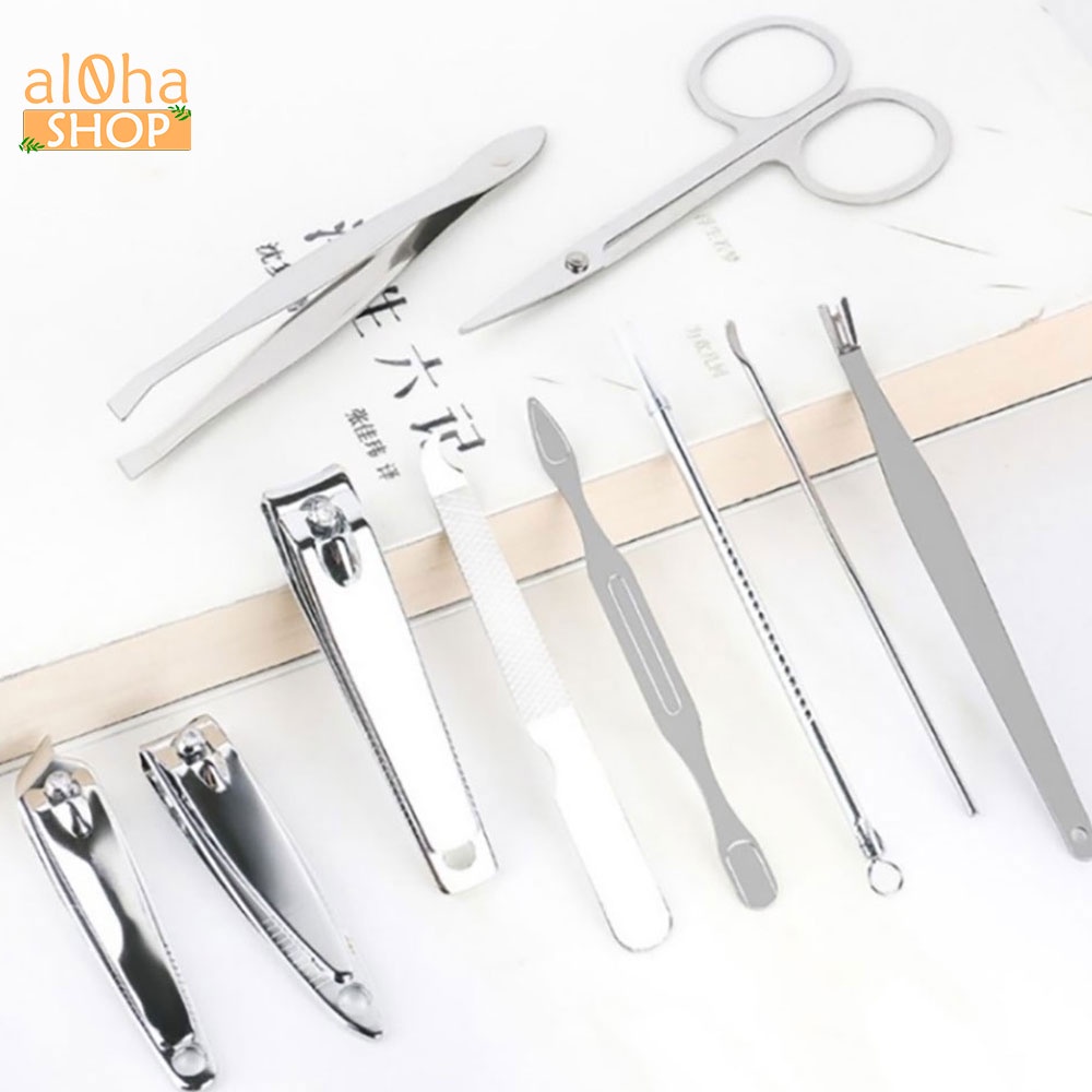 Bộ làm móng 10 món - bấm, cắt móng tay, lấy ráy tai Nail Clipper thép không gỉ