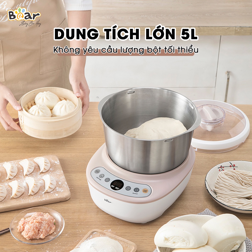 Máy Trộn Bột Bear Dung Tích TRUNG 5L Nhồi Ủ Trộn Nhanh Chóng Chống Dính Công Suất Lớn Động Cơ Mạnh Mẽ DM-B50V1