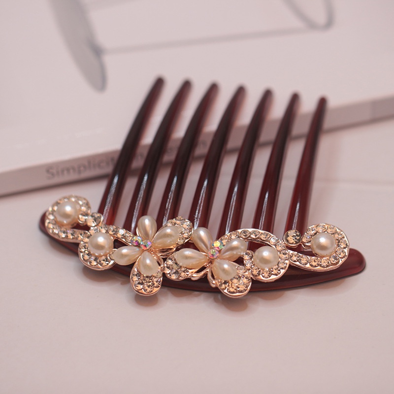 Kẹp Tóc Đính Đá Ngọc Trai Nhân Tạo Phong Cách Vintage Hàn Quốc