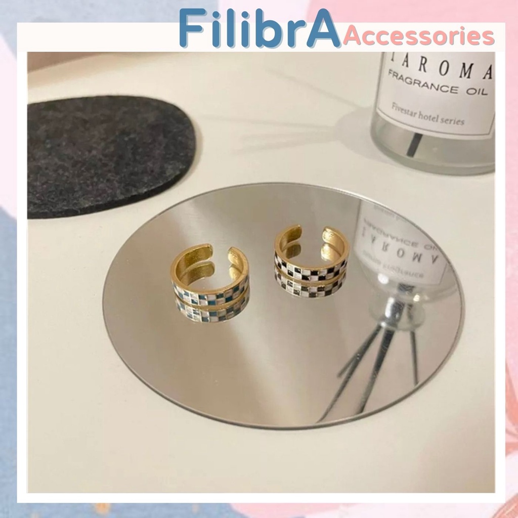 Nhẫn hợp kim caro cá tính có thể điều chỉnh, phụ kiện trang sức TS014 - Filibra