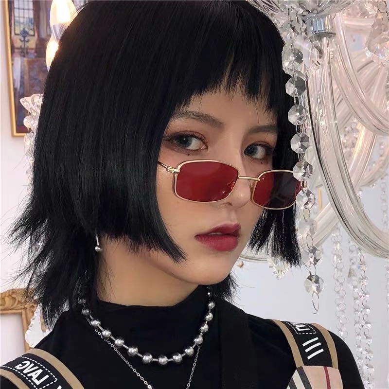 Kính Mát Gọng Chữ Nhật Nhỏ Bằng Kim Loại Phong Cách Ulzzang Hàn Quốc Thời Trang Cho Nữ