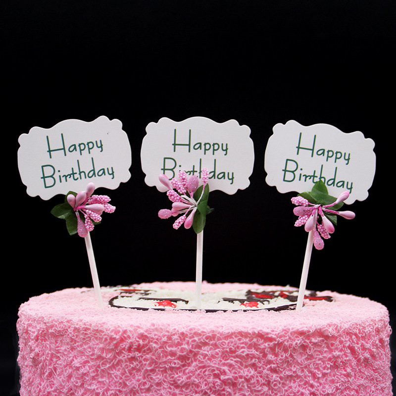 [SIÊU RẺ❤️] – Cây cắm hoa HappyBirthday - Trang trí bánh sinh nhật bánh kem