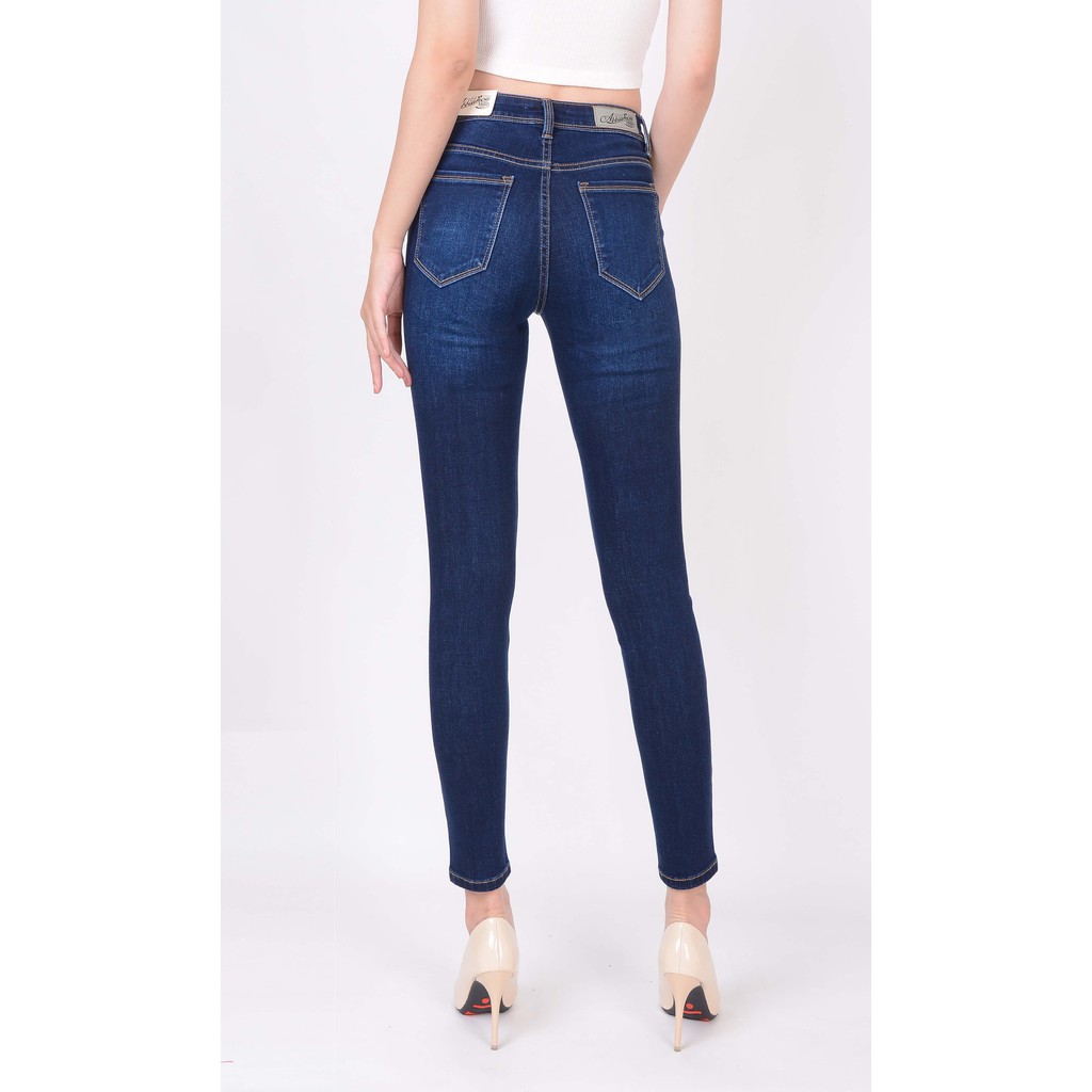 Quần jean nữ ống bó skinny đẹp lưng cao cạp cao xước nhẹ hàng hiệu cao cấp mã 401 VANIZEN