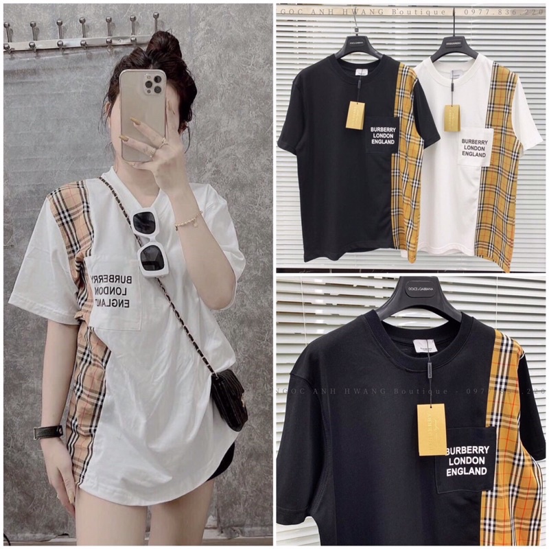 Áo thun tay lỡ phối BBR , áo thun nam nữ unisex