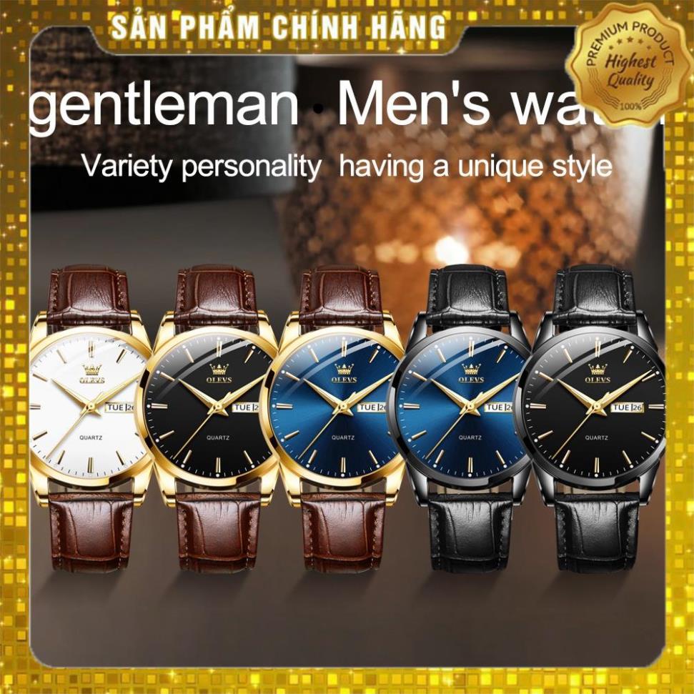 Đồng Hồ OLEVS 6898 Dạ Quang Nhiều Màu Tuỳ Chọn Dây Da chống vô nước Phong Cách Doanh Nhân Cho Nam