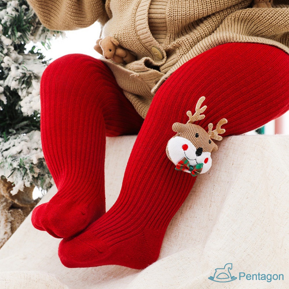 Quần Tất Dày Mềm Mại Phong Cách Giáng Sinh Đáng Yêu Dành Cho Bé Gái 0-6 Tuổi