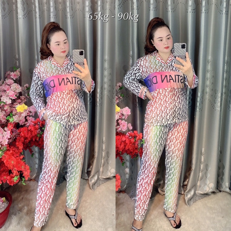 Set Bộ Pyjama tay dài hoạ tiết sang chảnh