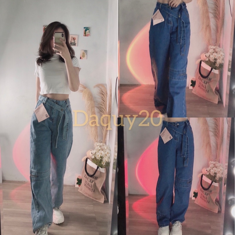 Quần bò kèm đai rách sườn chân xuông⚡️FREESHIP EXTRA⚡️quần JEANS rách sườn chân kèm dây cool ngầu, cá tính