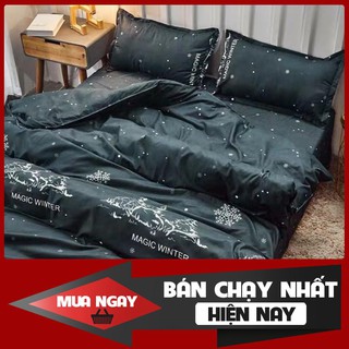Bộ vỏ ga gối chất cotton poly họa tiết tuyết đen