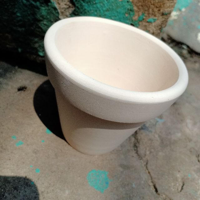 CHẬU ĐẤT NUNG TRẮNG TRỒNG SEN - XƯƠNG RỒNG 7x7cm