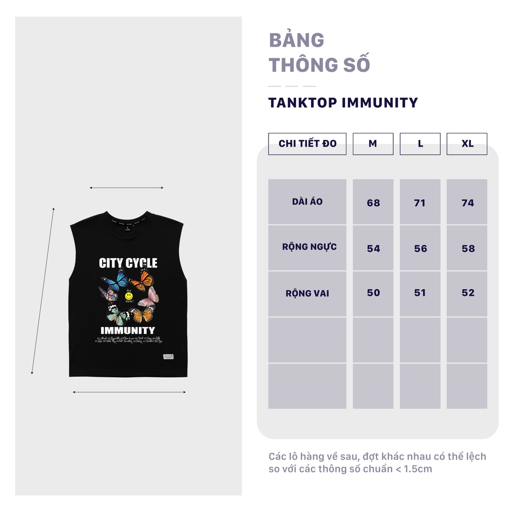 Áo tanktop nam nữ Immunity City Cycle - áo sát nách ba lỗ form rộng unisex cotton City Cycle