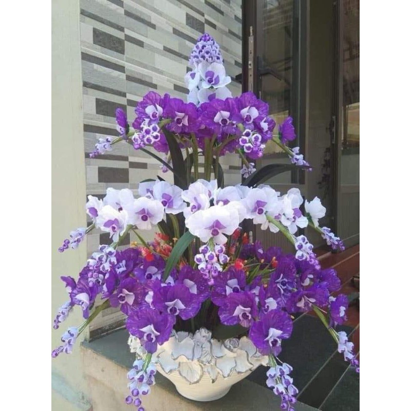 Thành phẩm hoa lan pha lê 3 tầng 25 cành