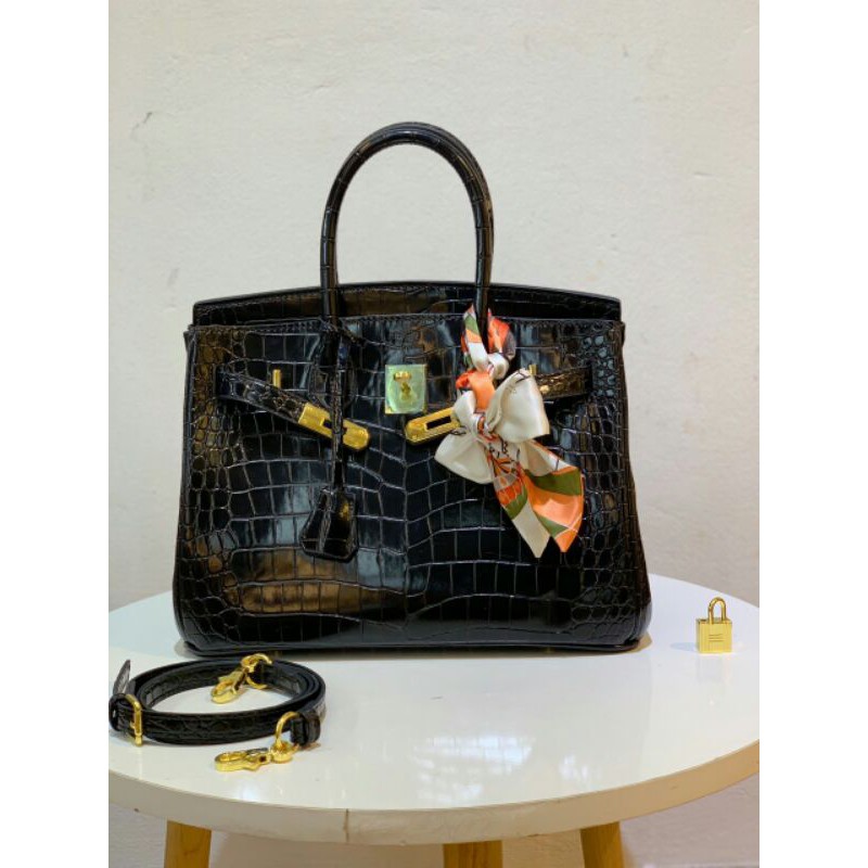 Túi da Hm birkin. sz 30cm. Tặng kèm khăn.  Túi vải HM