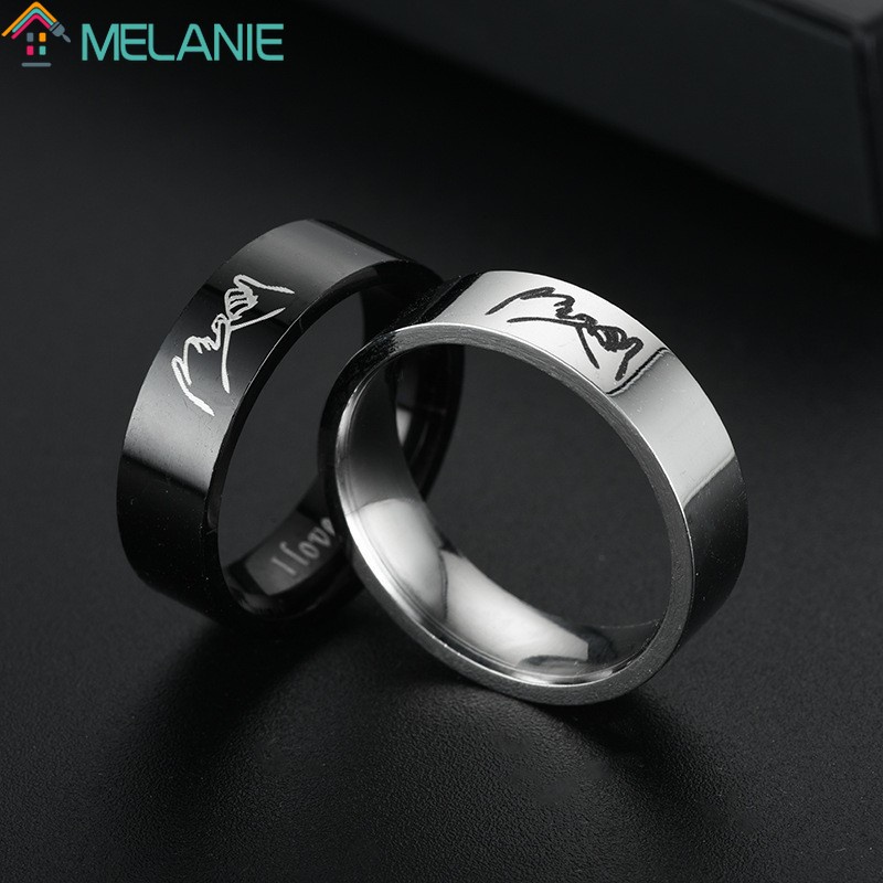 Nhẫn Thép Titan Mỏng Khắc Chữ I Love You Thời Trang Cho Cặp Đôi