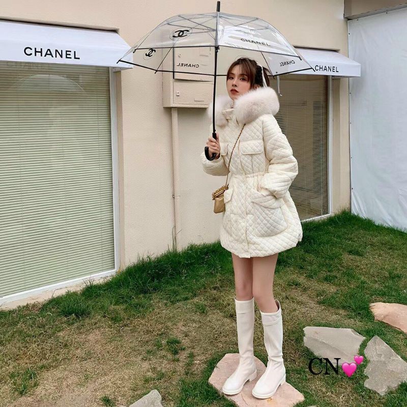 Áo phao trần trám, mũ lông, hàng quảng châu