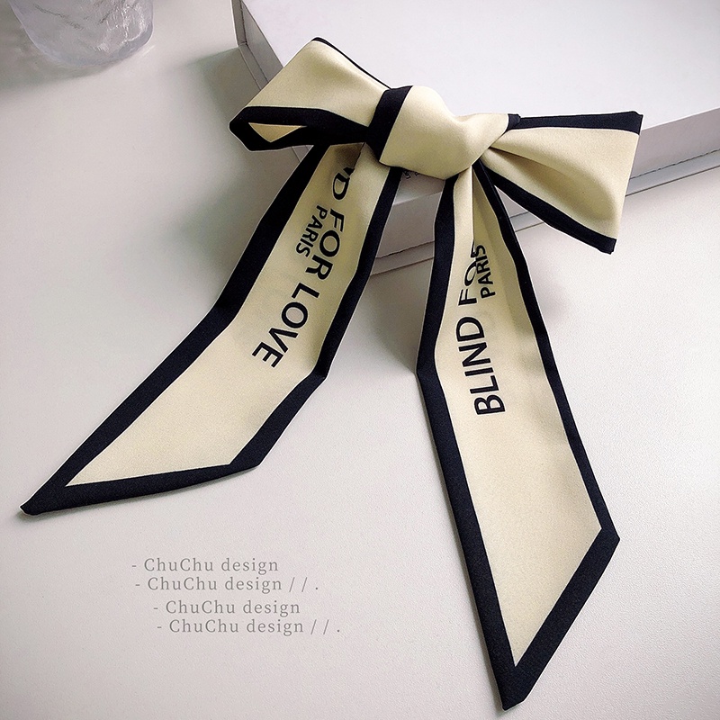 Khăn choàng cổ kiêm dây buộc tóc lụa thắt nơ dễ phối đồ thời trang xuân thu