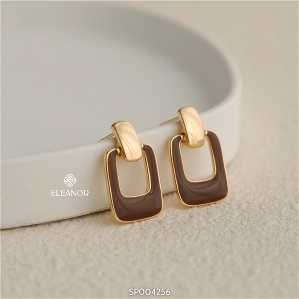 Bông tai nữ chuôi bạc 925 Eleanor Accessories phụ kiện trang sức phong cách Hàn Quốc hình chữ nhật nhiều màu sắc