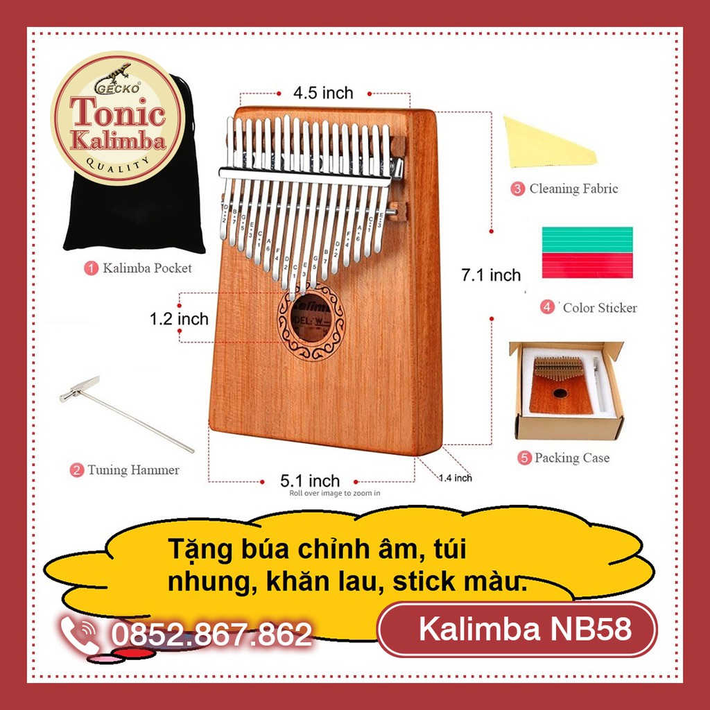 Đàn piano Kalimba bằng gỗ 17 phím sử dụng bằng ngón tay cái Full quà tặng chương trình Tháng 7/2020