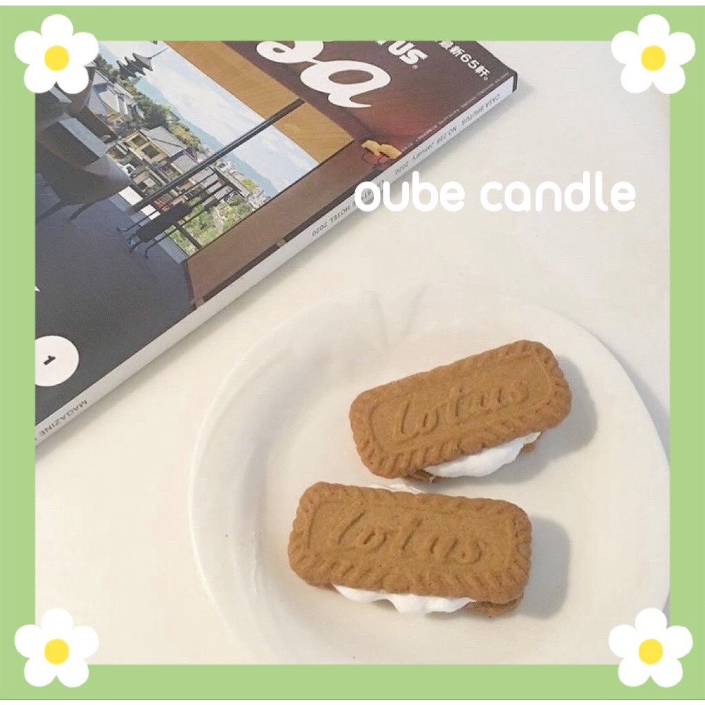 Nến Thơm Tạo Hình Hình Bánh Quy Lotus Yêu Cực - Nến Thơm Tinh Dầu Trang Trí Làm Quà Tặng | Oube Candle NT75