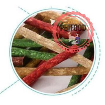 Xương Doog que tròn mầu ngẫu nhiên (10 cái/túi 80gr) (- 4711424) xương chó gặm 12cm