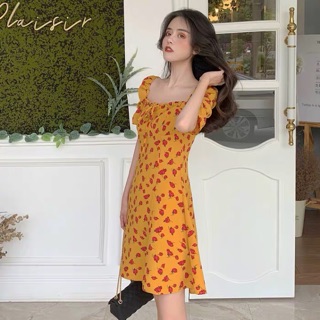VÁY HOA CỔ VUÔNG ULZZANG