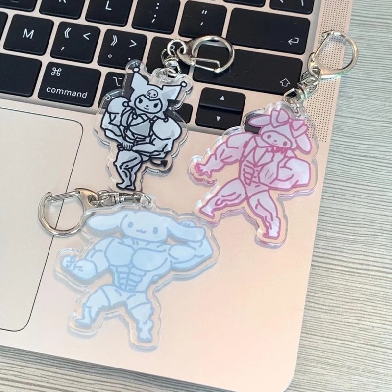 Móc Khóa Hình Nhân Vật Hoạt Hình Anime Cơ Bắp Macho Sanrio Bằng Acrylic Độc Đáo