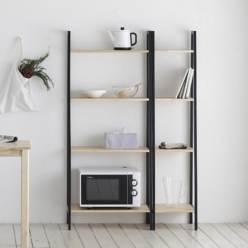 KỆ SÁCH HÀN QUỐC 4 TẦNG, A BOOK SHELF SIZE S - MÀU ĐEN PHỐI GỖ