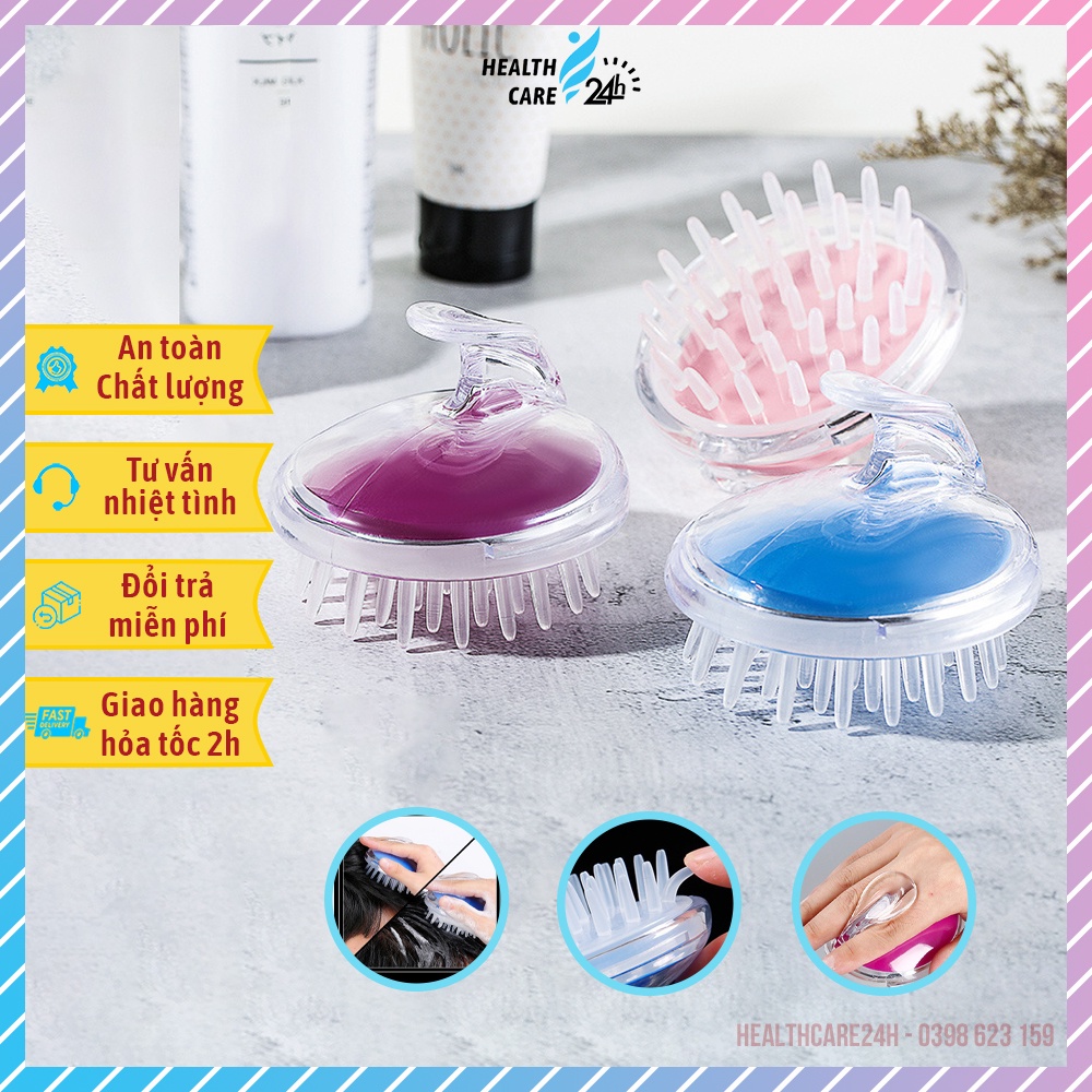 Lược gội đầu gai silicon massage da đầu Healthcare24h M17, giúp tẩy da chết, làm sạch sâu, thư giãn, kích thích mọc tóc