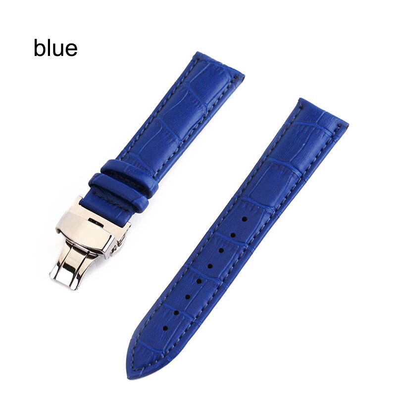 Genuine Leather Watchbands 16-24mm Universal Watch Butterfly buckle Steel Buckle Strap Wrist Belt