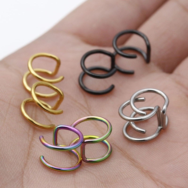 Cod Qipin 1pair Ear Cuff Helix Cartilage Ear Ring Fake Clip on Cuff Wrap Upper Non Pierced Jewelry with 4 Colors