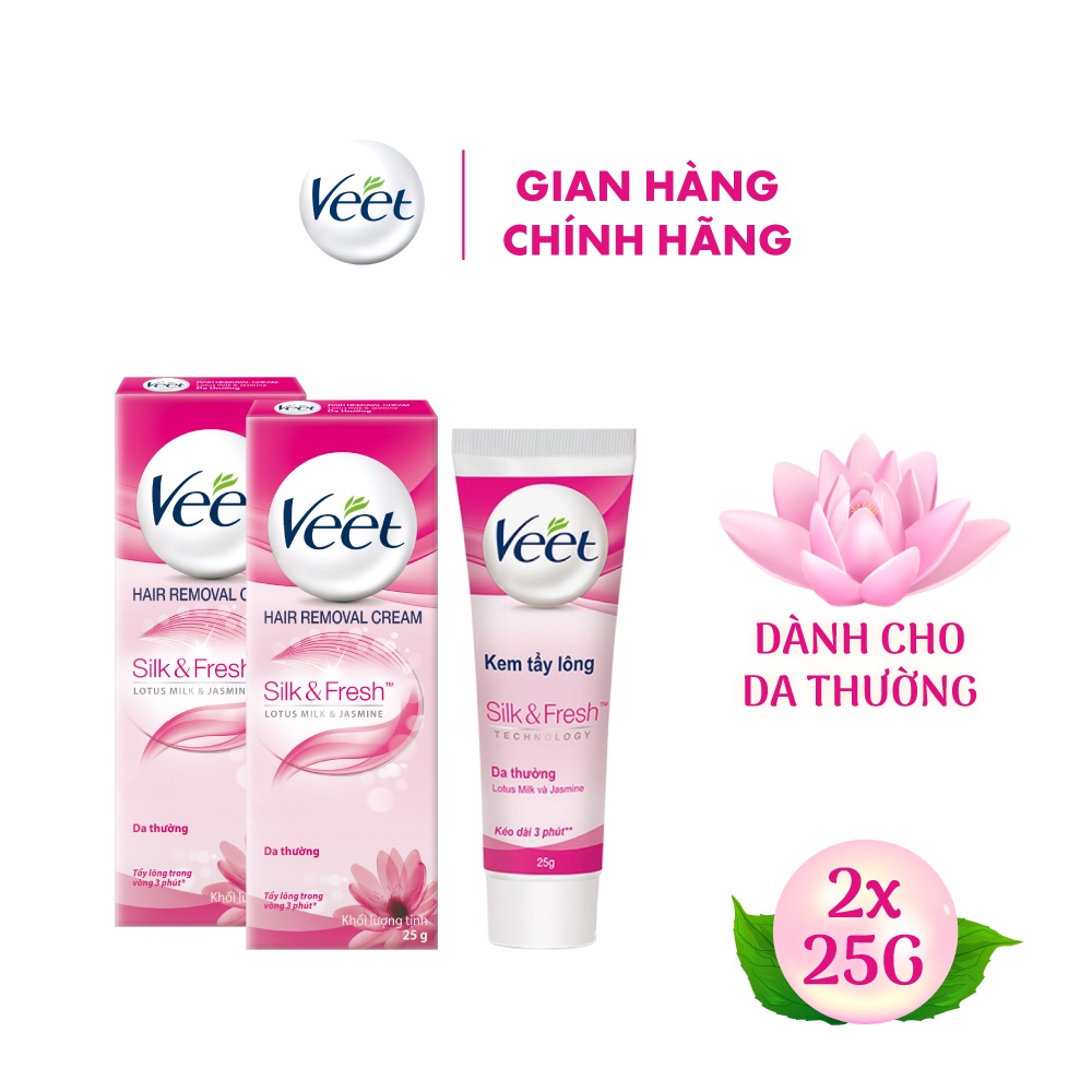 [Mã FMCGVEET52 giảm 8% đơn 250k] Combo 2 Kem tẩy lông cho da thường Veet Silk Fresh 25g/tuýp