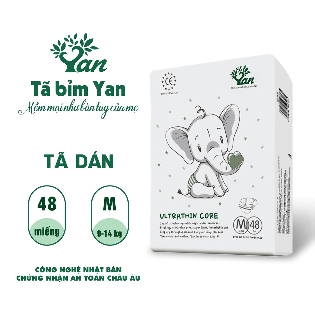 Tã dán Angel YAN Ultrathin Core size NB60-S56-M48-L44