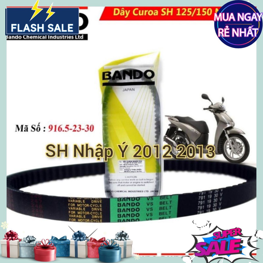 Dây đai Sh 2012 2013 nhập Ý hãng Bando (curoa ly hợp côn truyền động cho xe máy Honda, Cu roa)