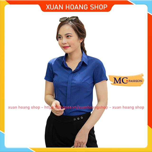 Áo Sơ Mi Nữ Đen Mc Fashion A208, Size S, M, L, Xl, 2xl Tay Ngắn Cộc, Màu, Trắng, Xanh Than, Tím, Hồng, Dáng Công Sở Đẹp