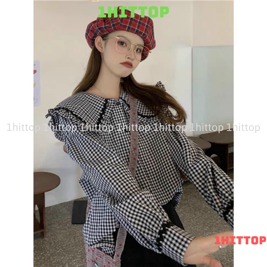 áo sơ mi nữ cổ bèo , áo babydoll tay bèo hàng QCCC loại 1 A00013 kaca 1hittop