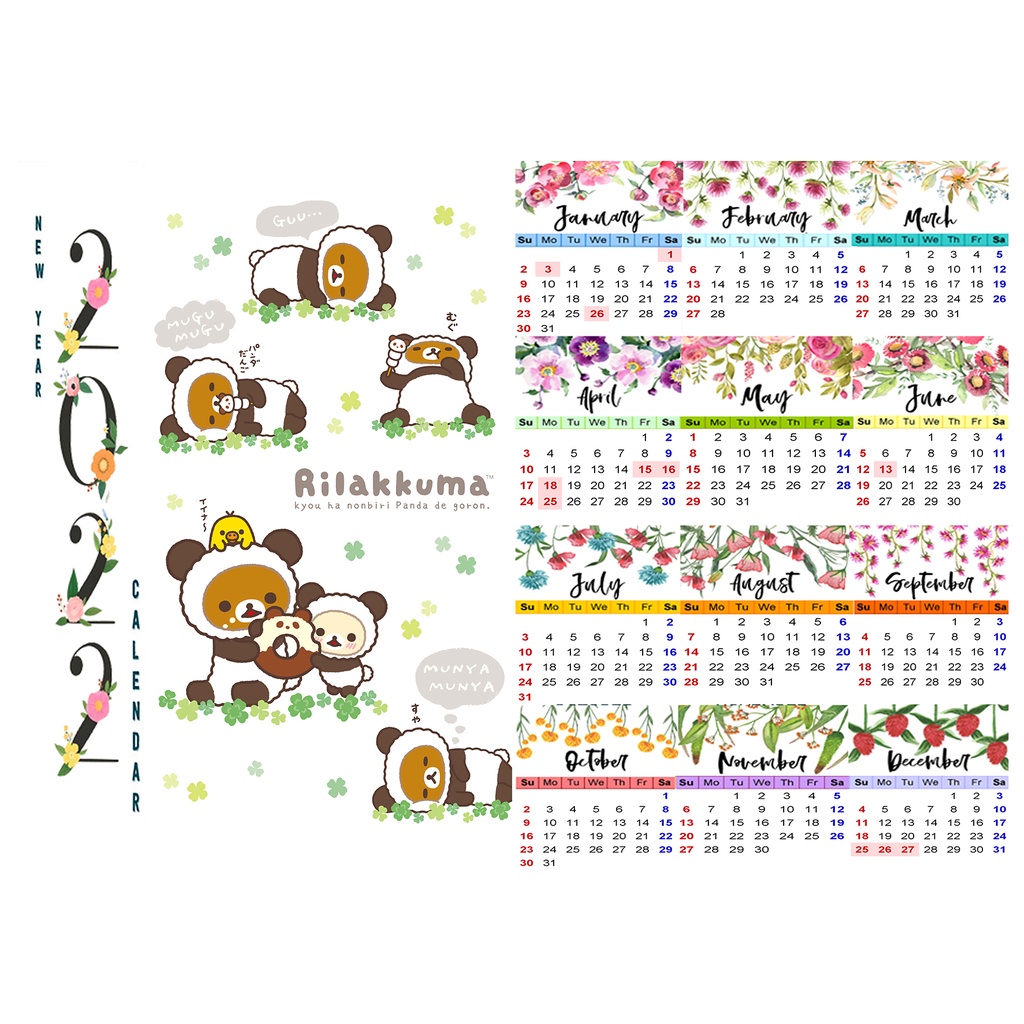 Lịch tường 2022 gấu rilakkuma LA11 size A3