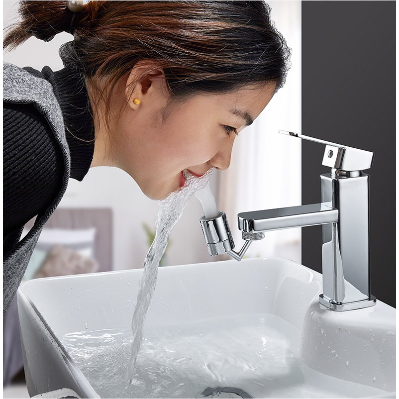 Đầu nối vòi nước chậu rửa bát chén lavabo xoay 720 độ 2 chế độ nước chảy tiện lợi