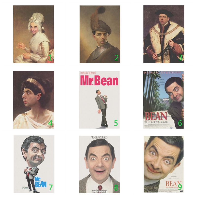 1 Miếng Dán Tường Trang Trí In Hình Phim Mr. Bean Phong Cách Cổ Điển