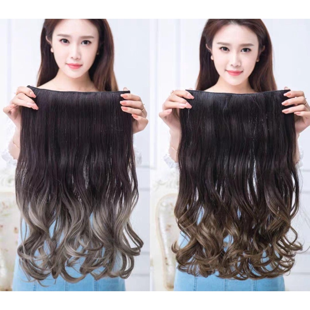 Tóc giả xoăn ombre chữ U sang chảnh Qiqishop