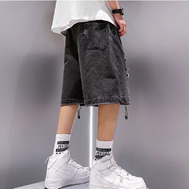 Quần Short jeans Rách Phong Cách hip hop Cho Nam size M-3XL
