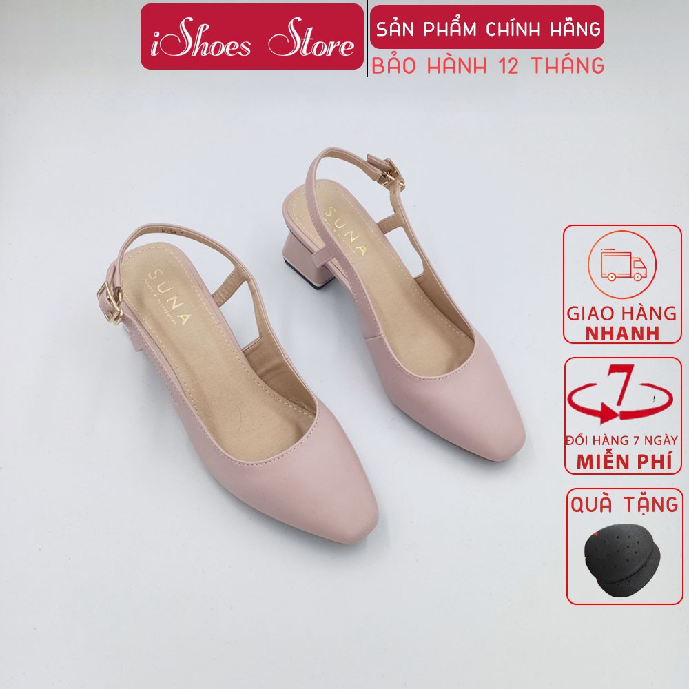 Sandal Bít Mũi Nữ Quai Hậu Gót Vuông Màu Hồng Thời Trang Cao Cấp - X191