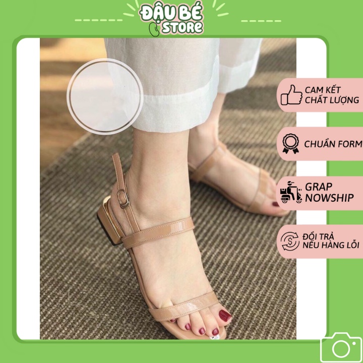 Dép Sandal Nữ Dây Mảnh Hai Phân Đế Vuông Hai Quai Da Bóng Cực Xinh Hot 2021 - Daube - D028