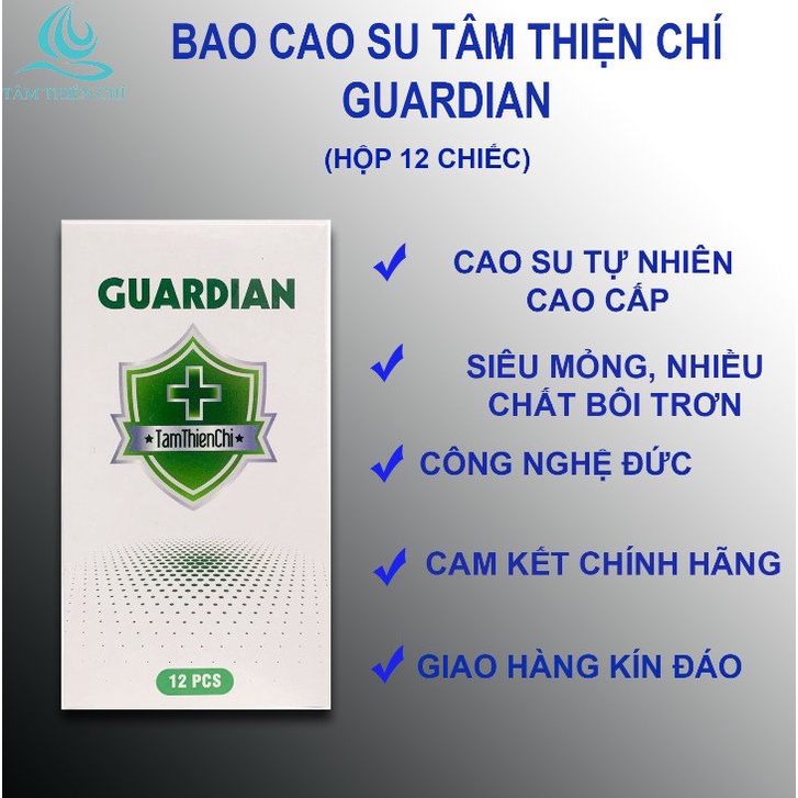 Bao cao su Tâm Thiện Chí Guardian trơn mỏng hộp 12 cái