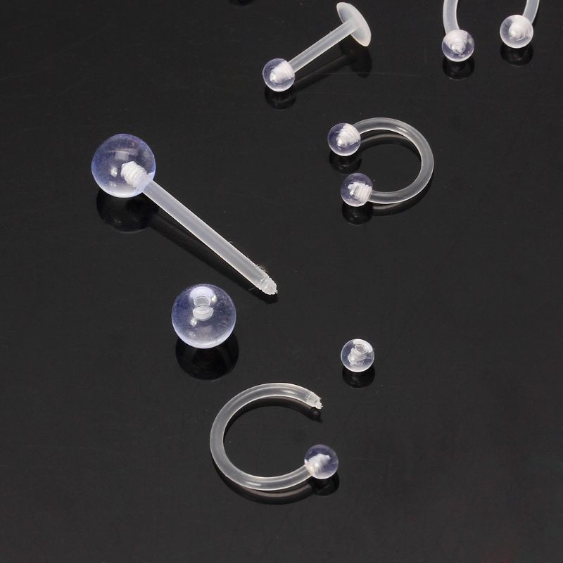 Bộ 9 Khuyên Xỏ Cơ Thể Trong Suốt Cá Tính