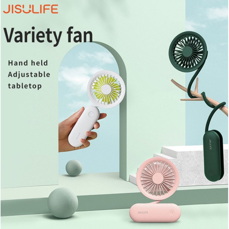 [Hàng Chính Hãng] Quạt Jisulife Mini Cầm Tay /Đeo Cổ Sạc USB Tiện Lợi Chất Lượng Cao