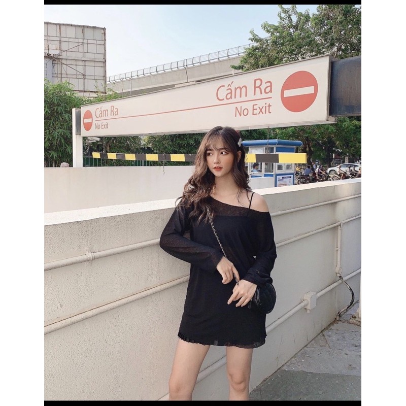 Pass áo lưới trễ vai kèm lót trong