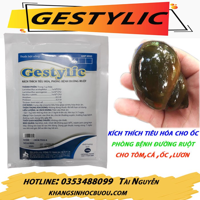 THUỐC GESTYLIC ( chuyên trị các bệnh đường ruột cho ốc )