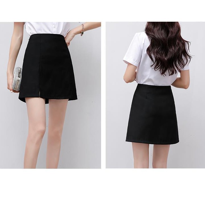 Váy chữ A ngắn xẻ hai đùi trước màu đen CRCAV17 | BigBuy360 - bigbuy360.vn