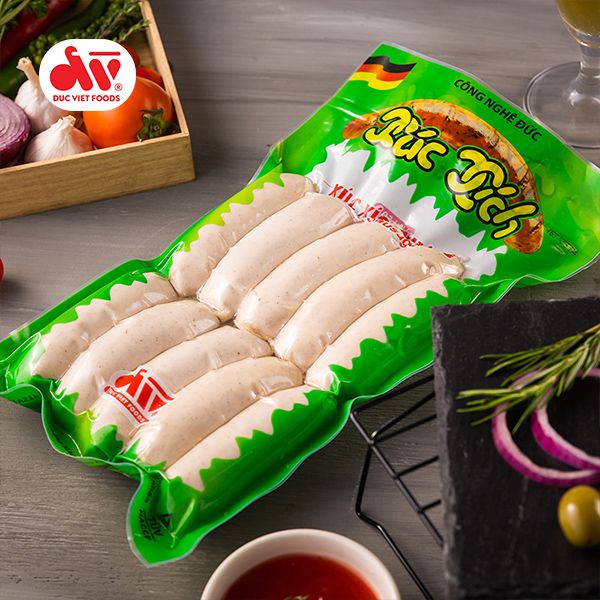 Gói 10 cây Xúc xích Nướng - Xúc xích Đức Việt chuẩn vị Đức, Xúc xích xay thô. gói 500gr